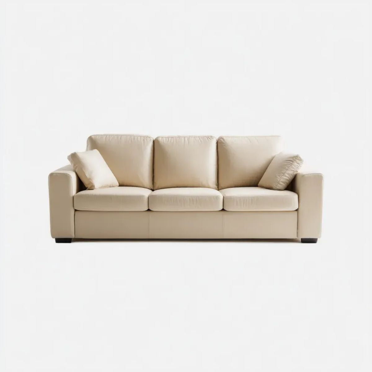 Kremowa sofa trzyosobowa z tapicerką z PU, 220 × 92 × 88 cm