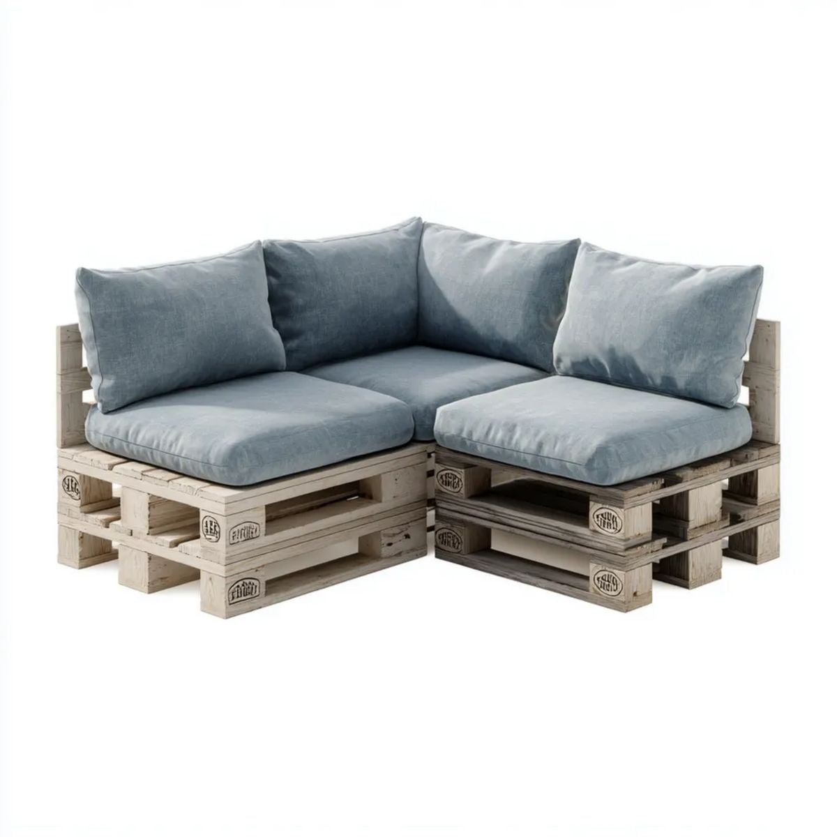 Ogrodowa sofa narożna z palet z litego drewna sosnowego, szara, 200 × 120 × 80 cm