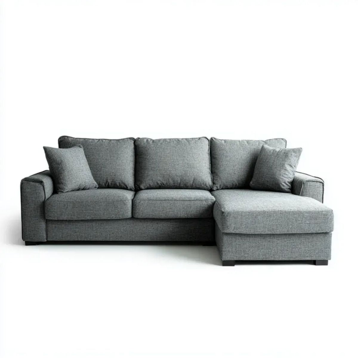 Szara sofa narożna z prawym szezlongiem z poliestru 250 x 160 x 85 cm