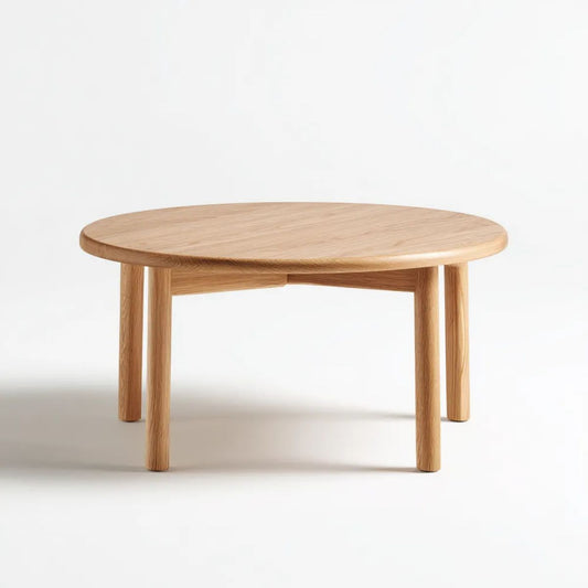 Okrągły drewniany stolik kawowy w kolorze naturalnego dębu, Ø 80 cm, wys. 45 cm