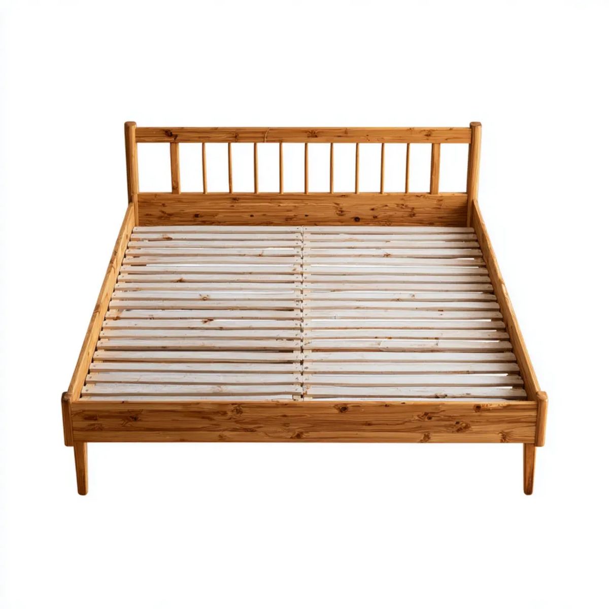 Naturalna drewniana rama łóżka dwuosobowego 160 x 200 cm ze stelażem listwowym