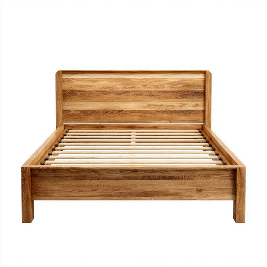 Rama łóżka 160 × 200 cm brązowa z litego drewna akacjowego ze stelażem listwowym
