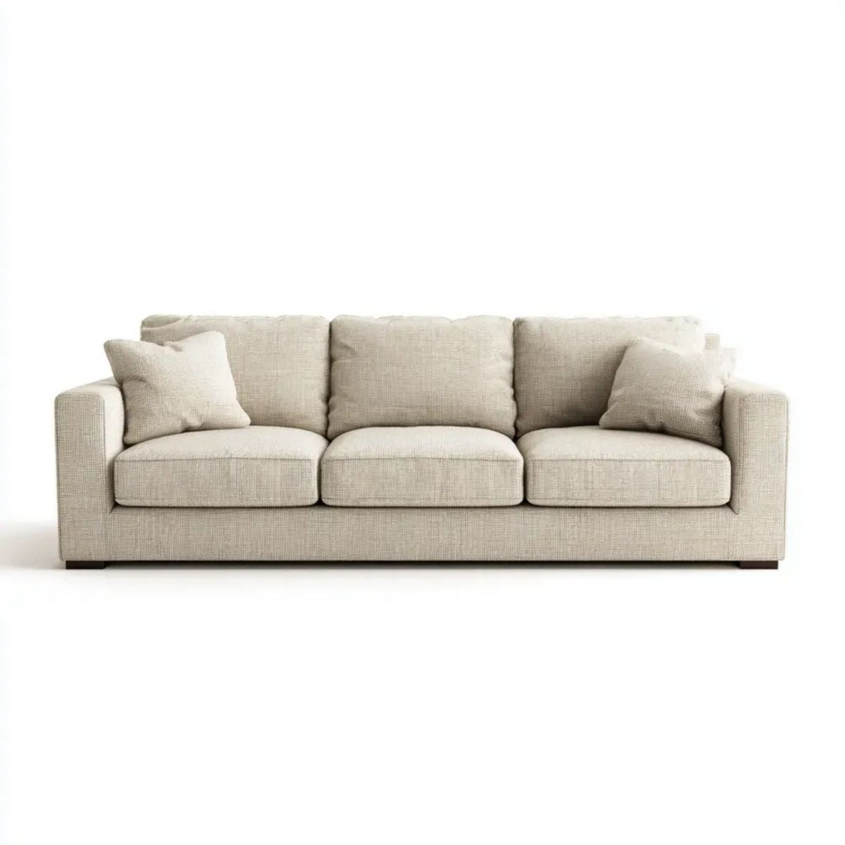 Trzyosobowa sofa beżowa z tapicerką poliestrową 220 x 90 x 85 cm