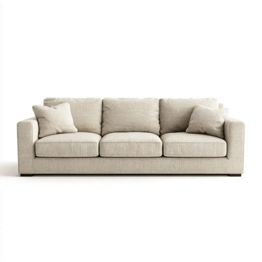 Trzyosobowa sofa beżowa z tapicerką poliestrową 220 x 90 x 85 cm