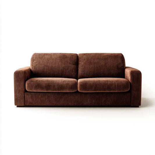 Brązowa sofa dwuosobowa z poliestru sztruksowego 160 x 85 x 85 cm