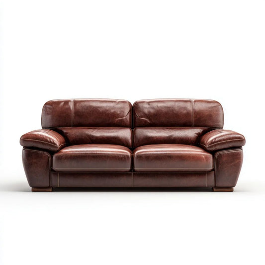 Brązowa sofa dwuosobowa ze skóry PU, 190 × 90 × 90 cm