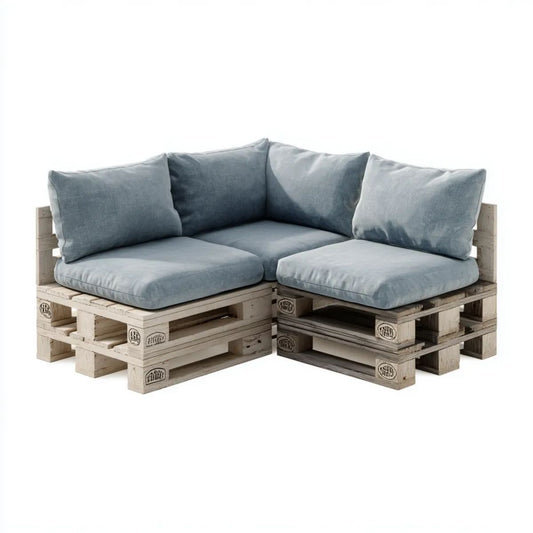 Ogrodowa sofa narożna z palet z litego drewna sosnowego, szara, 200 × 120 × 80 cm