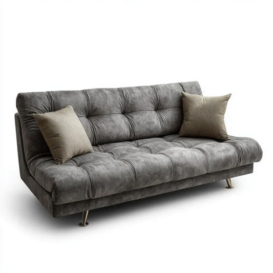 Trzyosobowa sofa szara z tapicerką poliestrową 200 x 90 x 85 cm