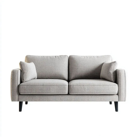 Dwuosobowa sofa tapicerowana jasnoszara z czarnymi nóżkami 160 x 85 x 84 cm