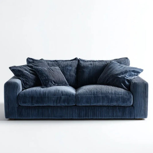 Granatowa sofa dwuosobowa z tkaniny sztruksowej 180 × 90 × 85 cm