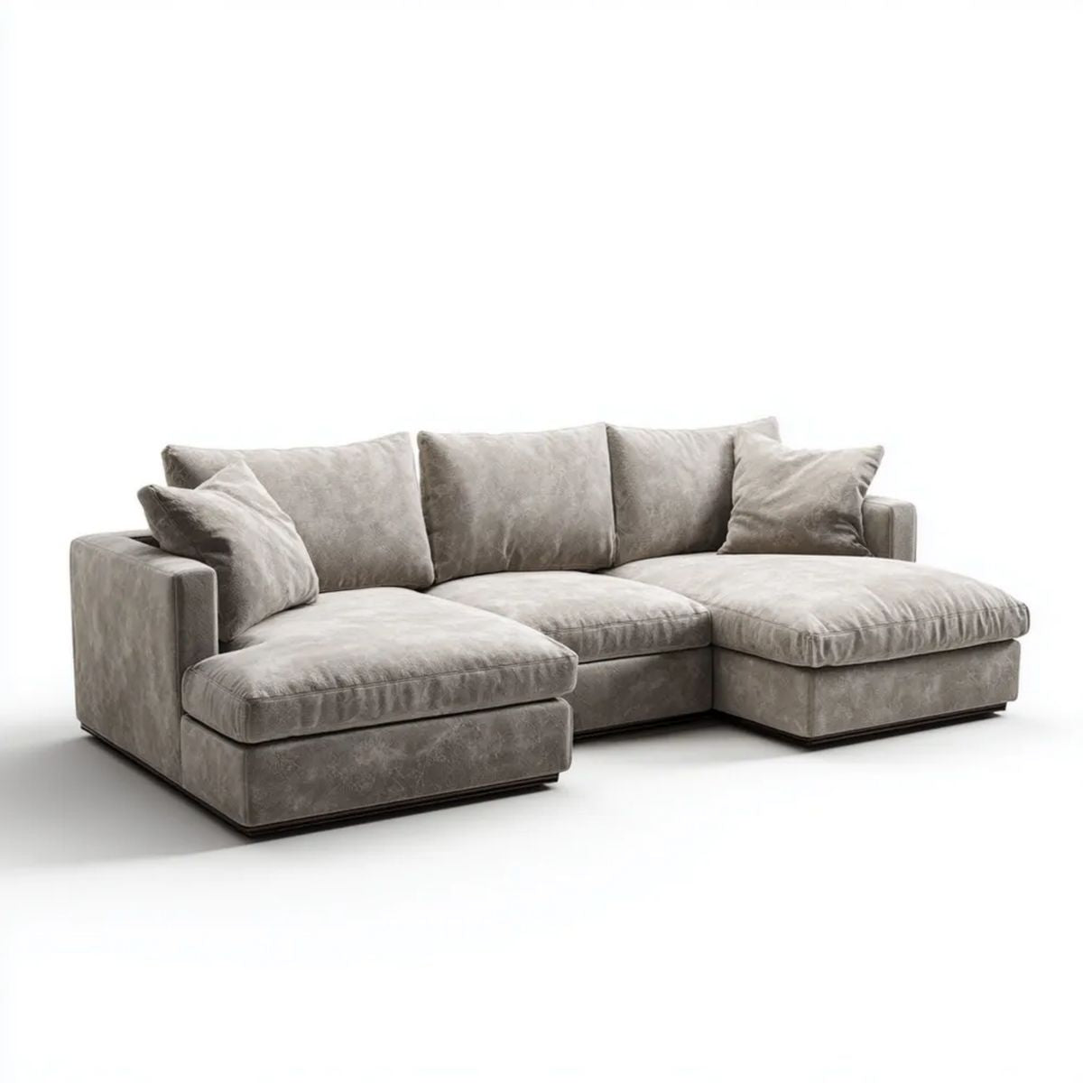 Sofa narożna w kształcie L szarobeżowa z tapicerką poliestrową 290 x 180 x 86 cm