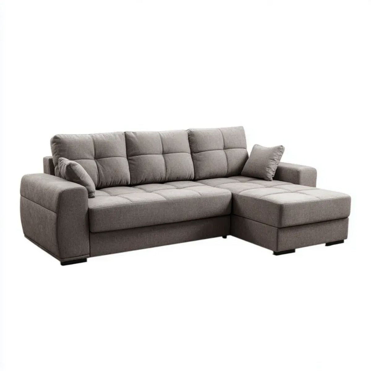 Prawostronna sofa narożna z poliestru szara 250 × 160 × 90 cm